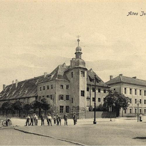 Historical postcard of the Old Johannis Hospital.